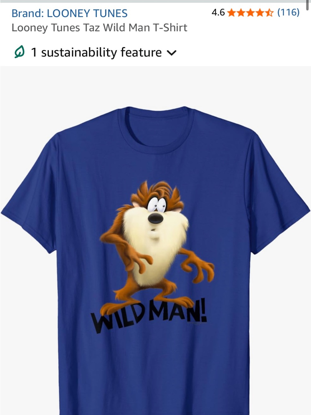 Warner Bros. Looney Tunes Taz "Wild Man" Tee - Royal Blue